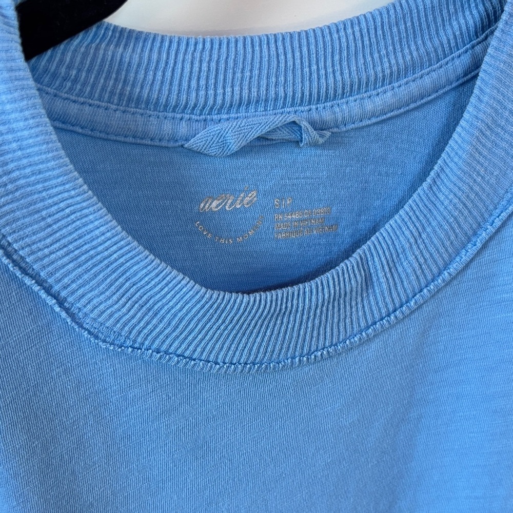 Aerie Light Blue Oversized Ribbed Neck Tee - Picture 2 of 6